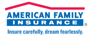 Logo for American Family Insurance with tagline "Insure carefully, dream fearlessley."